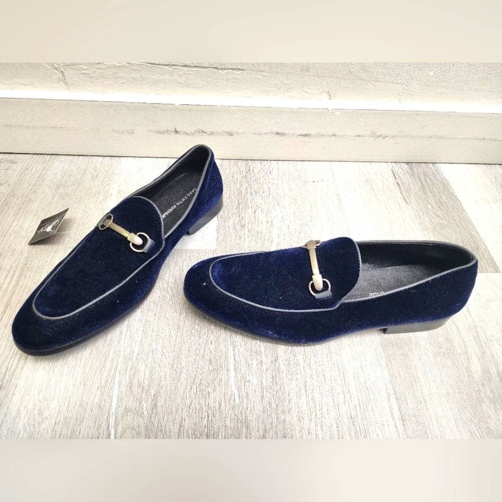 Men's Velvet Bit Loafers in Navy Blue